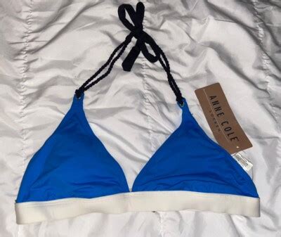 NWT Anne Cole Locker Banded Halter Swimsuit Bikini Top M Electric Blue