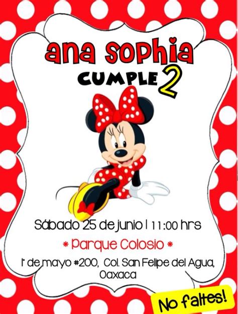 Invitaci N Minnie Mouse Roja Fiestainfantil Opcion Minniemouse