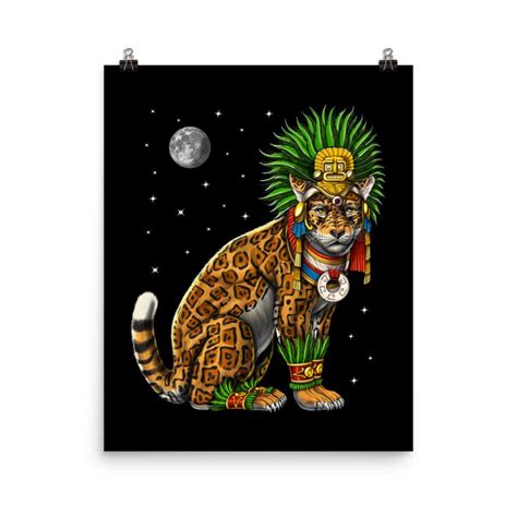 Aztec Jaguar Warrior Poster Aztec God Art Print Ancient Mayan Poster ...