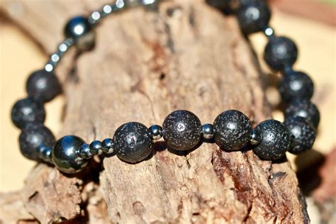 Mens One Decade Rosary Bracelet Volcanic Lava Stones Black Etsy Australia