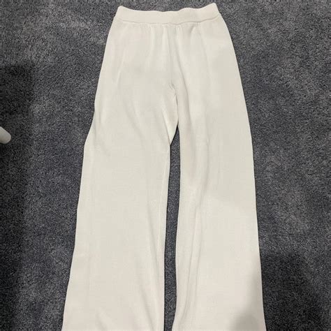 Nude Lucy White High Waisted Knit Pants Size M Depop