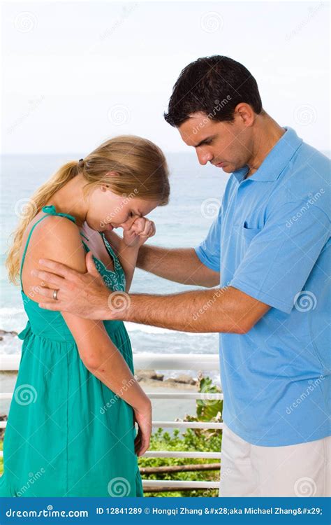 Man Comforting Crying Woman Stock Image Image 12841289