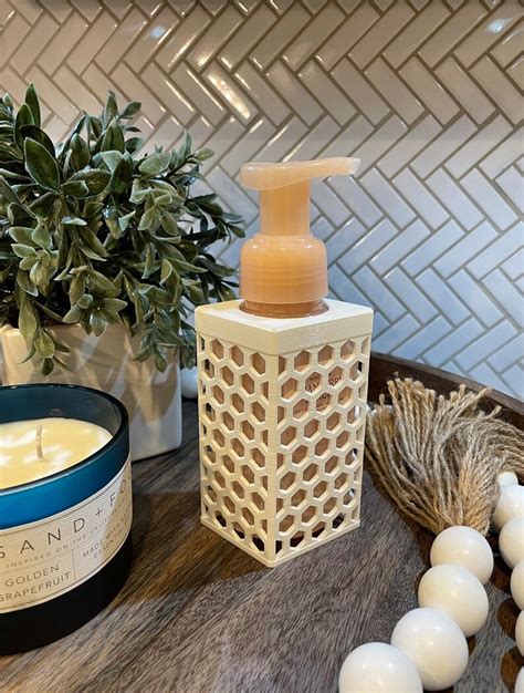 3d Printed Hexagon Pattern Soap Dispenser Sleeve For Bath And Body Works Brand Foaming Hand