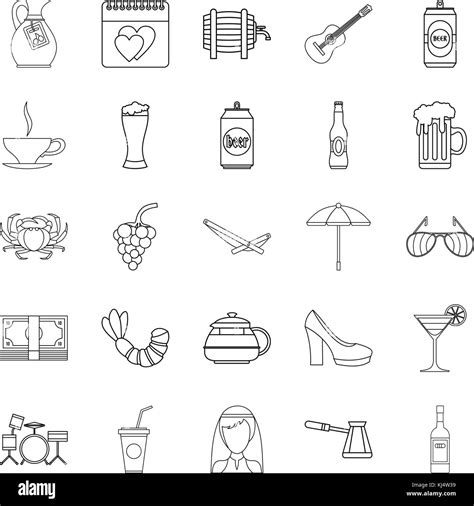 Strong Drink Icons Set Outline Style Stock Vector Image And Art Alamy