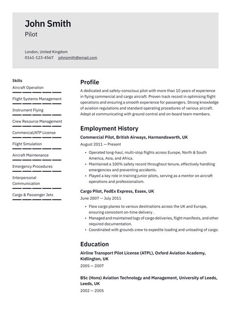 Pilot CV Examples UK Templates 2025 Resume Io