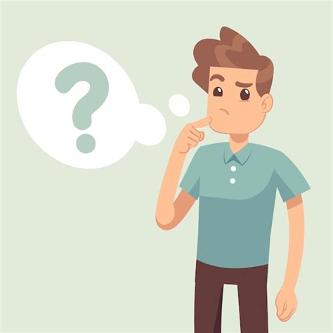 Premium Vector | Cartoon thinking man with question mark in think bubble