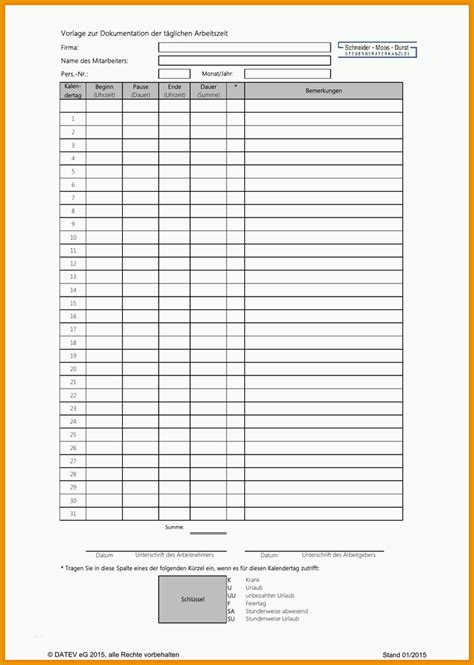 Fantastisch Stundenzettel Vorlage Datev Kostenlos Vorlagen Und Muster