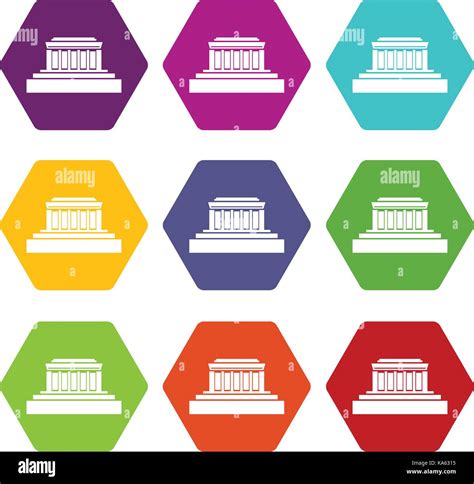 Building Icon Set Color Hexahedron Stock Vector Image Art Alamy