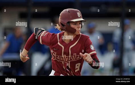 Florida States Devyn Flaherty 9 Runs To First Base During An Ncaa