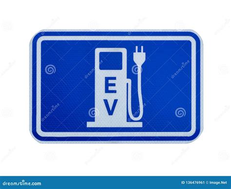 Road Sign with EV Charging Station on White Background Stock Image ...