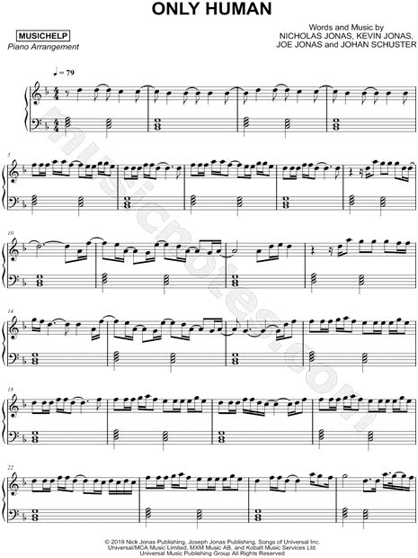 Musichelp Only Human Sheet Music Piano Solo In D Minor Download And Print Sku Mn0197723