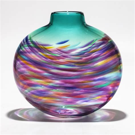 Vortex Flat Vase By Michael Trimpol And Monique Lajeunesse Art Glass