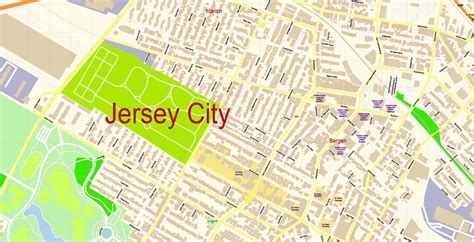 Jersey City New Jersey US Map Vector Exact City Plan detailed Street ...