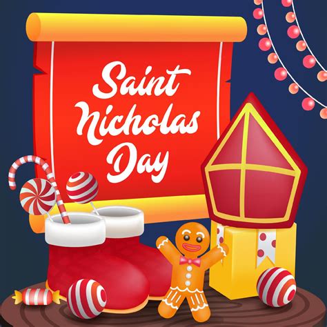 Saint Nicholas Day, gifts and sweets on the table 13171704 Vector Art ...