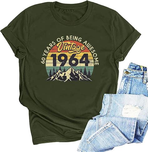 Lmsxct 60 Year Old Ts Vintage 1964 Shirt Womens 60th Birthday T