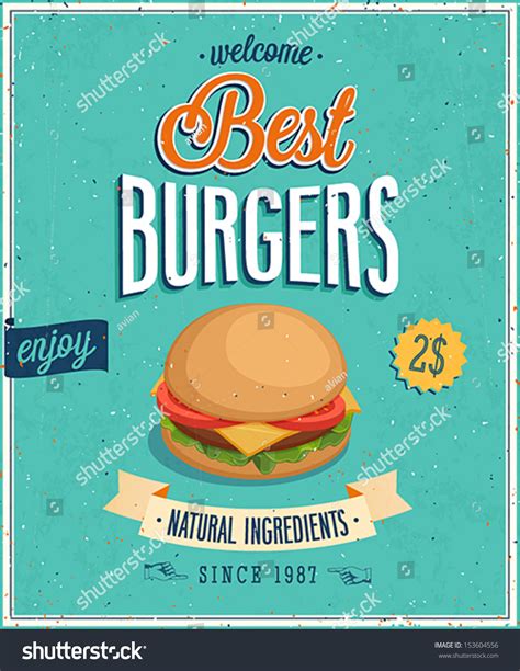 Vintage Burgers Poster Vector Illustration Stock Vector Royalty Free 153604556 Shutterstock