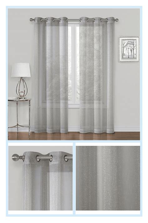 Salt™ Metallic Grommet Sheer Window Curtain Set Of 2 Bed Bath