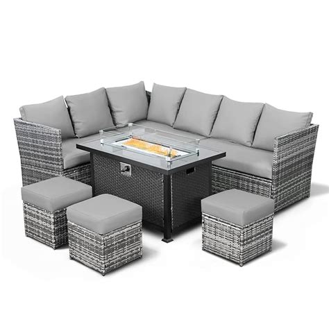 Buy Esright Patio Furniture Set With Propane Fire Pit Table Outdoor