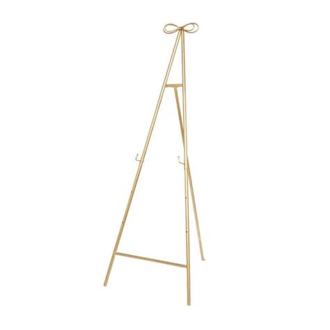 Litton Lane Gold Metal Tall Adjustable Display Stand Easel With Bow Top