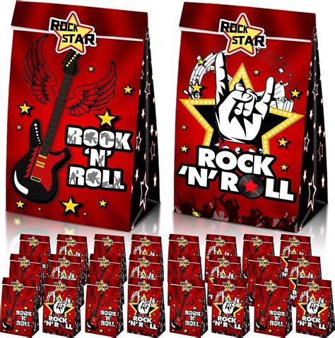 24 Pcs Music Theme Rock And Roll Party Favor Bags With 30