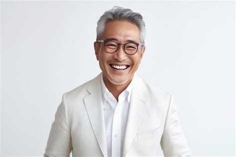 Premium Ai Image Asian Middle Aged Business Man Laughing Cheerfully