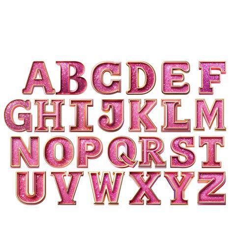 Pink Glitter Alphabet Rose Gold Glitter Letters Pink Diamond Alphabet