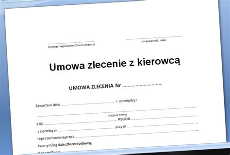 Umowa zlecenie z kierowcą dla zleceniodawcy Procedura w Firmie