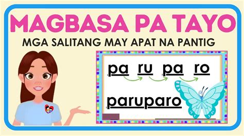 Mga Salitang May Apat Na Pantig Kinder Grade 1 3 Learn With Teacher Filipino Pagbasa Nbkomputer