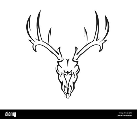 Deer Skull Illustration With Silhouette Style Vector Stock Vector Image And Art Alamy