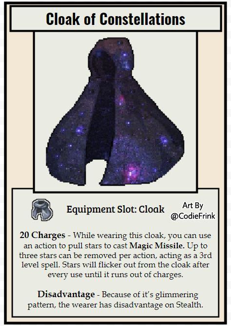 Cloak Of Constellations Low Level Magic Items With Limited Uses