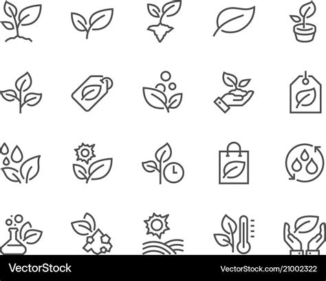 Line Plants Icons Royalty Free Vector Image VectorStock