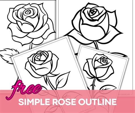 Simple Rose Outline Coloring Pages The Silly Scissors