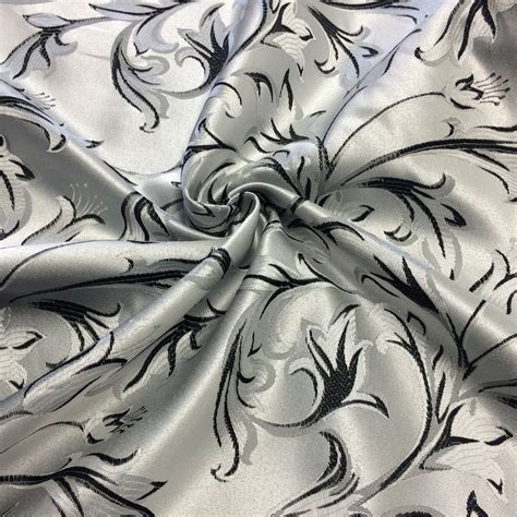 White And Black Jacquard Damask Print Fabric 120 Wide