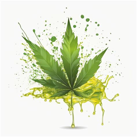 Premium Photo Fresh Hemp Leaf And Oil Splash Isolated On White