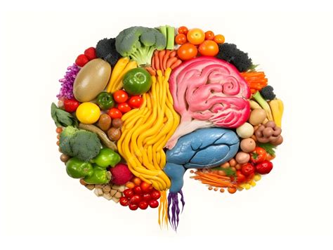 Disposición De Frutas Y Verduras En Forma De Cerebro Nutrición Para La