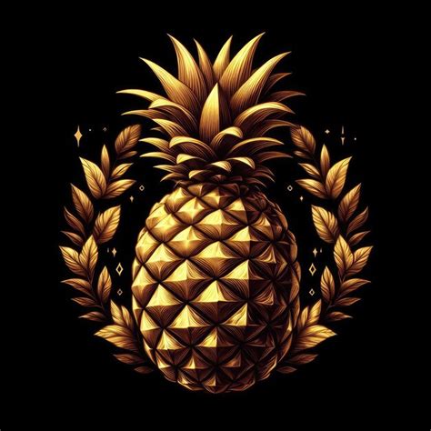 Premium Ai Image Gold Pineapple On Black