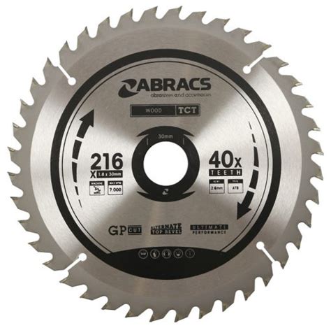 Abracs TCT Wood Blade 216mm X 30mm X 40T Multikor Industrial Group