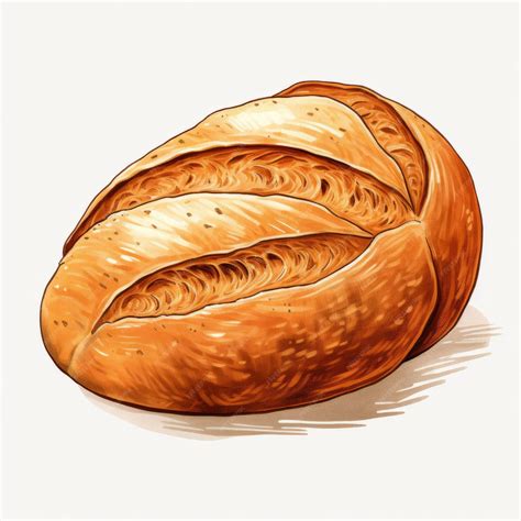 Premium Photo Hand Drawn Bread Realistic Landscape Style Loaf Of