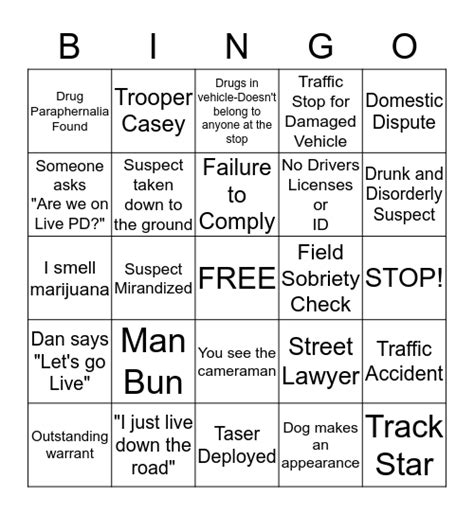 Live Pd Bingo Card