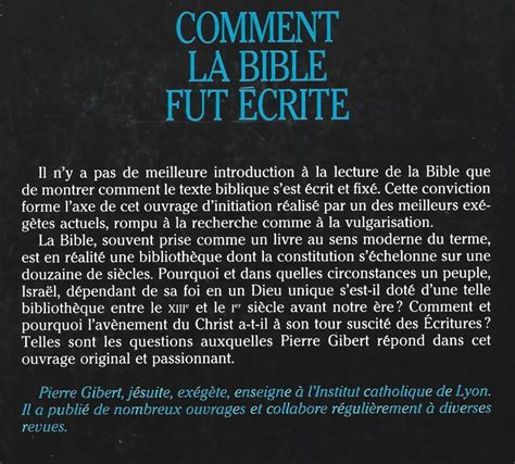 Comment La Bible Fut Crite Bibliorama