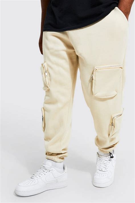 Mens Plus Multi Pocket Cargo Jogger With Cuff Boohoo Uk