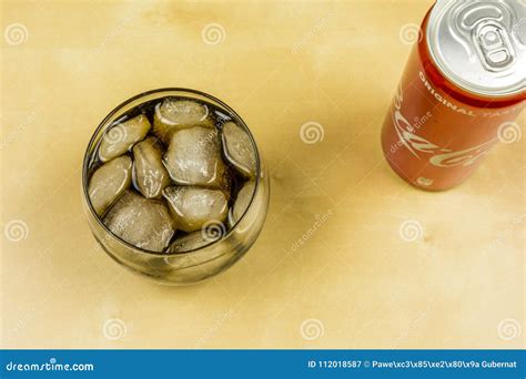 Ice Cubes in a Glass with Coca-Cola. View from Above Editorial ...