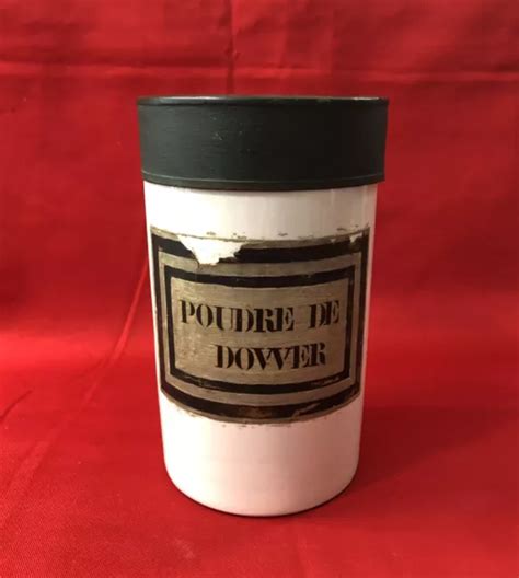 Ancien Pot Pharmacie Poudre De Dower En Porcelaine Couvercle En T Le