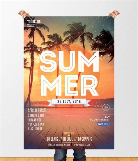 Summerpartyfreebiepsdflyertemplate Summer Sunset Party Summer