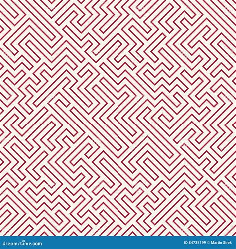 Vector Graphic Abstract Geometry Maze Pattern Red Seamless Geometric