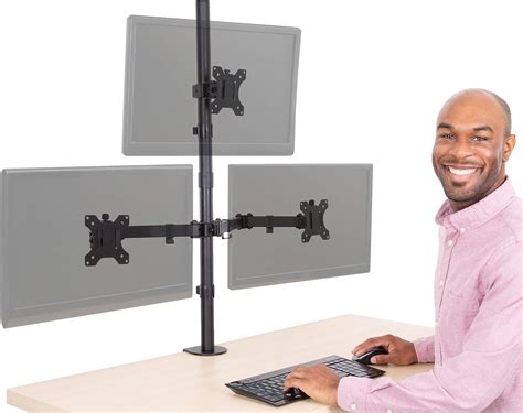 Stand Steady Triple Monitor Desk Stand With Clamp On Base For Home Or Office Use