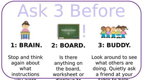 Ask 3 Before Me Display Poster Teaching Resources