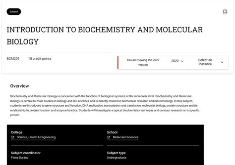 Bcm Introduction To Biochemistry And Molecular Biology Subject