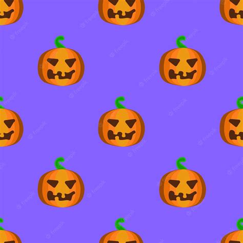 Premium Vector Seamless Halloween Pattern With Happy Pumpkins