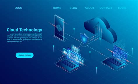 Premium Vector Landing Page With Cloud Computing Concept Online Computing Technology Big